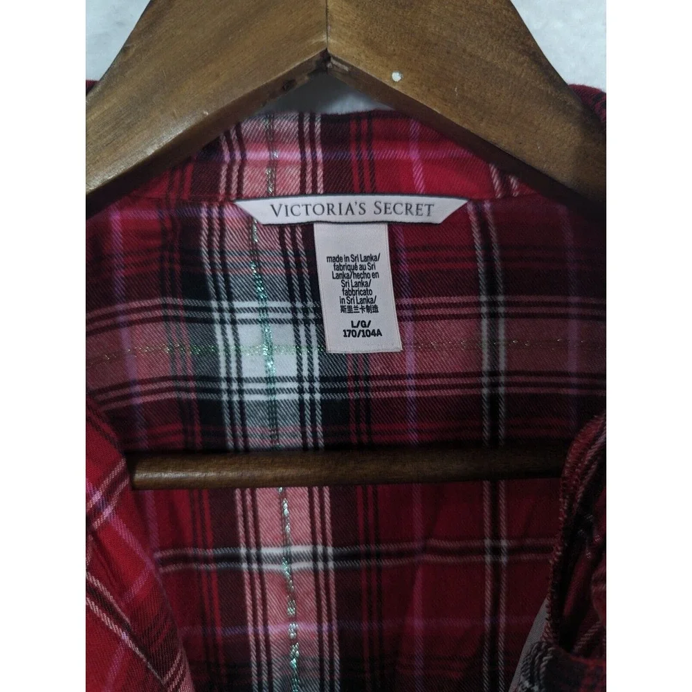 Victorias Secret Womens Top Red Plaid Button Front Long‎ Sleeve Shirt Large